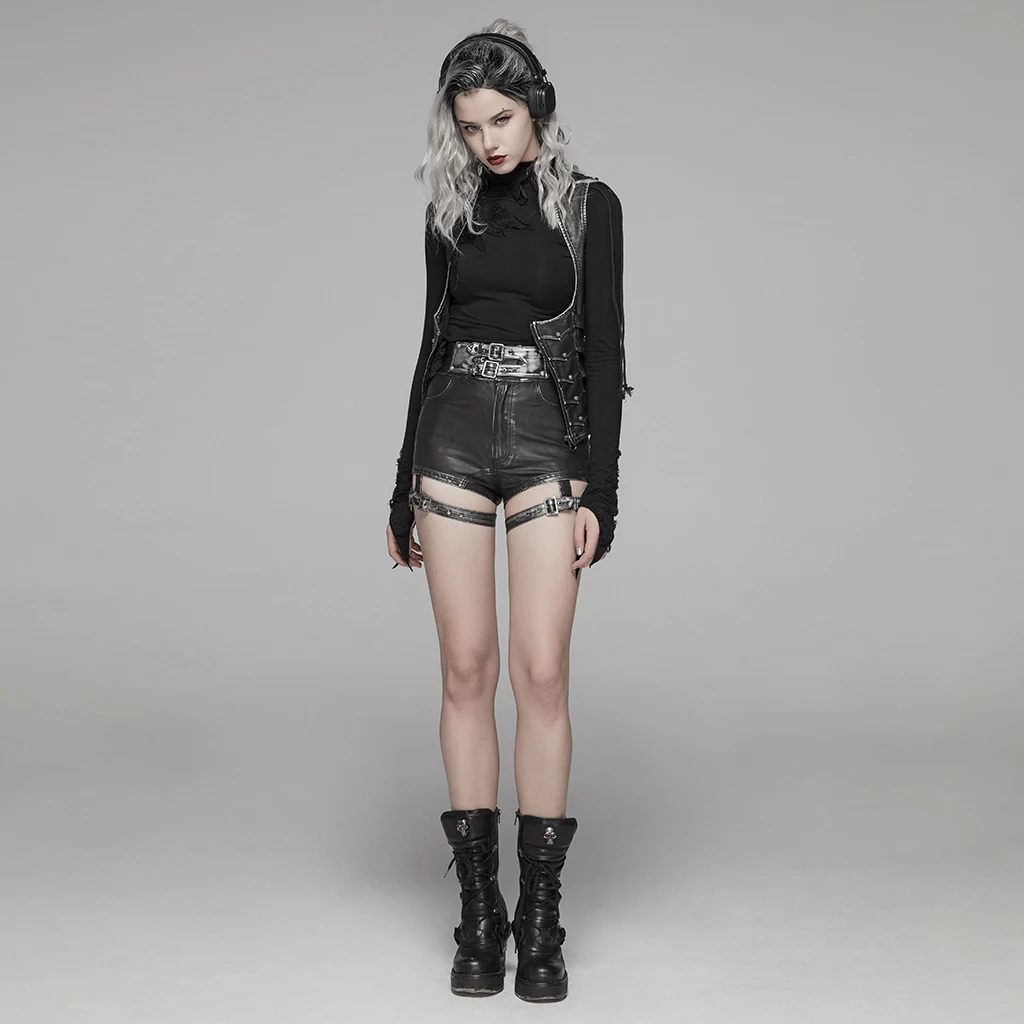 Женские шорты из искусственной кожи черные брюки в стиле панк для выступлений и |