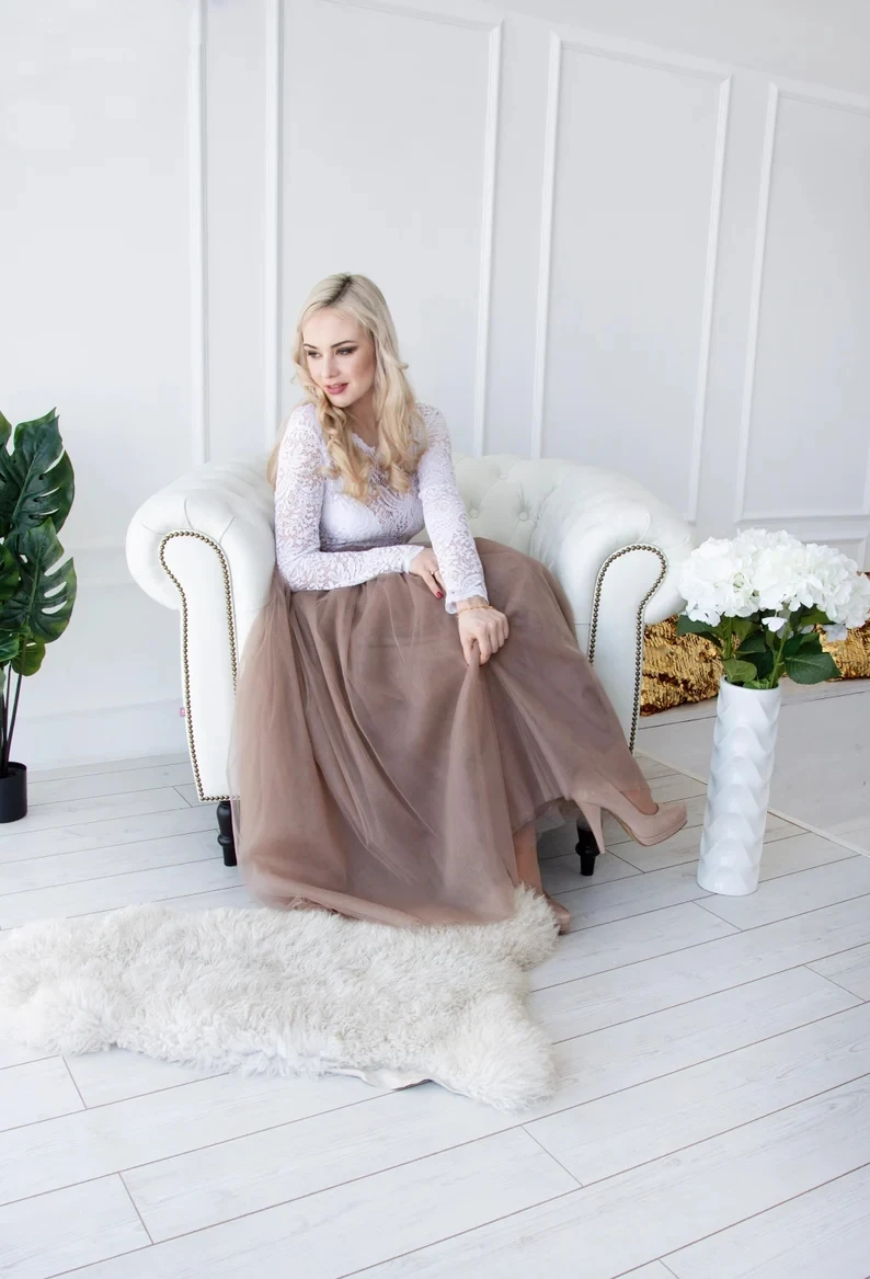 

New Arrival Puffy Maxi Skirt Tulle Skirt Long Elastic Womens High Waisted Skirts Petticoat Bridesmaid To Wedding Party