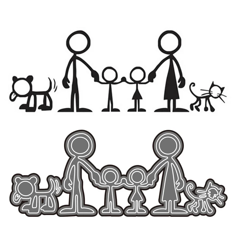 Crazyclown DIY Семья лиц металлический Трафаретный вырубной штамп Скрапбукинг альбом