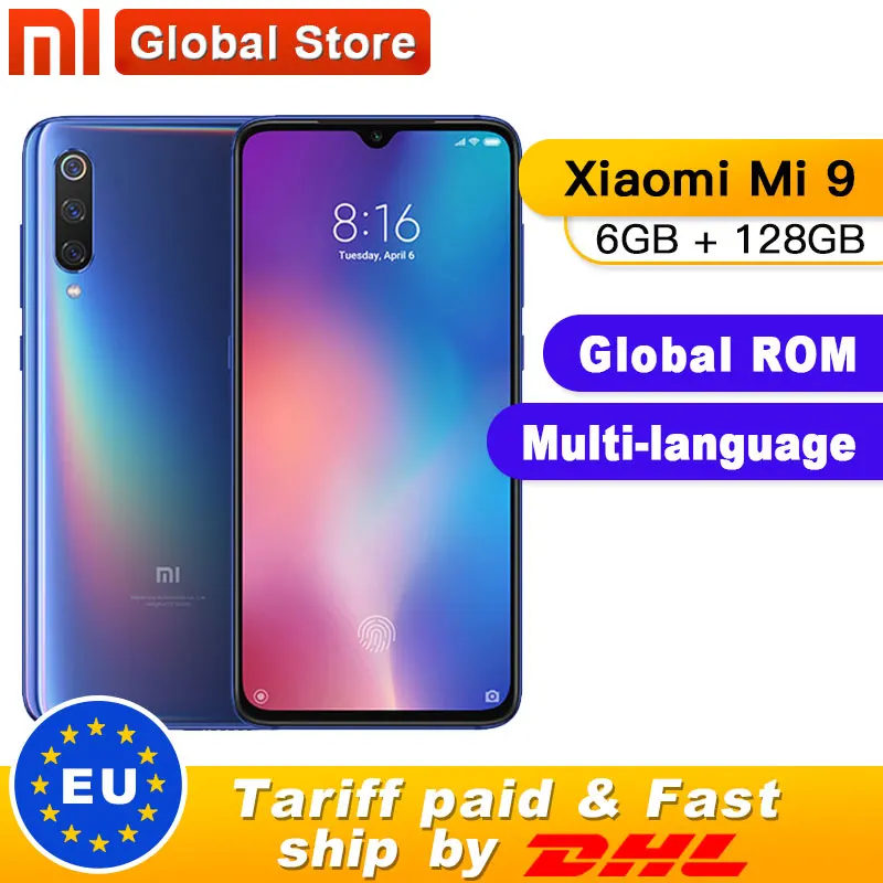 Мобильный телефон с глобальной ПЗУ Xiaomi mi 9 6 ГБ 128 Восьмиядерный процессор Snapdragon 855