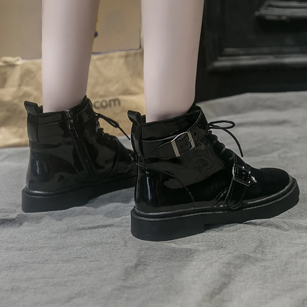 Ботинки в байкерском стиле женские осенние ботинки винтажном из