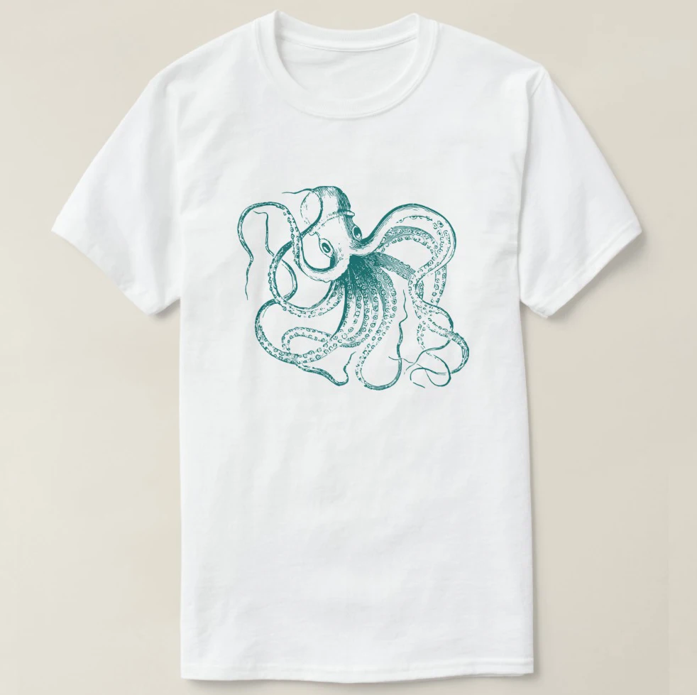 2019 Мужская футболка с принтом хлопковая коротким рукавом темно-бирюзовая