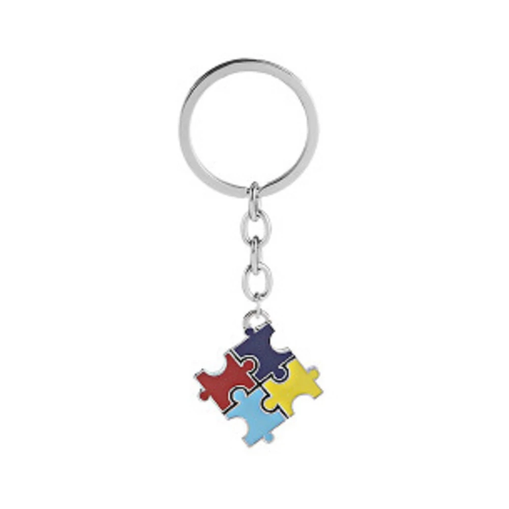 

Necklace Jewelry Accessories Multi-Colored Enamel Autism Awareness Puzzle Piece Heart Pendant Chain Necklace