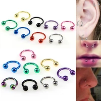 8 pcs 3 sizes available 6 mm 8 mm 10 mm colorful steel horseshoe nose septum rings ear rings body piercing nariz jewelry piercng
