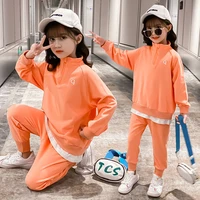 girls suits sweatshirts%c2%a0pant sets 2021 with pocket spring autumn high quality formal party outfits%c2%a0sport teenagers kids cotton