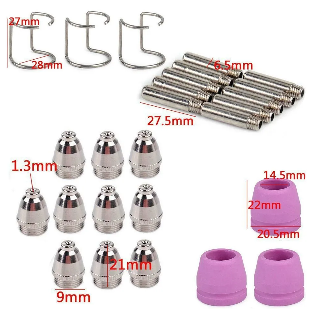 26 PCS Plasma Cutter Consumables Kit Torch ElectrodeTip Nozzles SG-55 AG-60 WSD-60P Cutting Torch Tip Nozzle Accessory Set