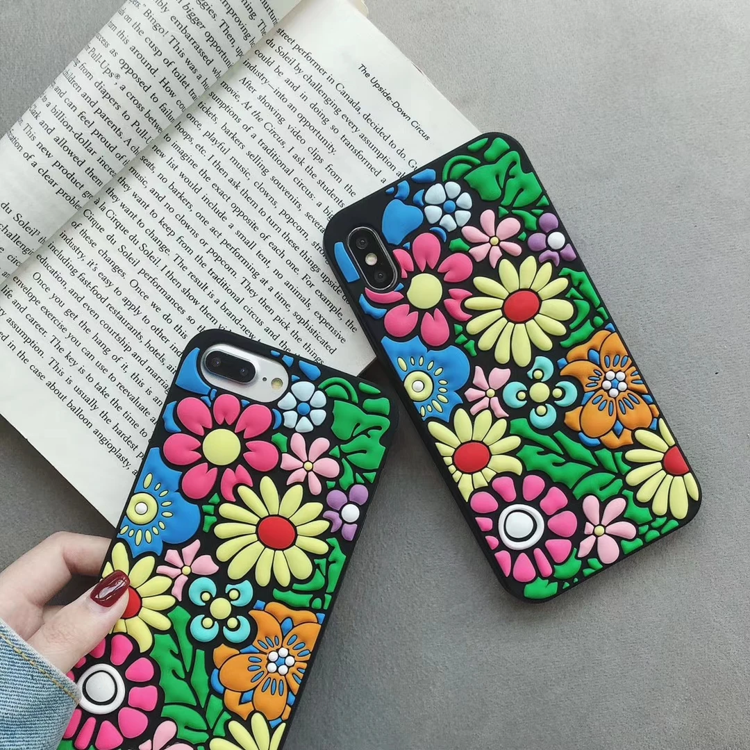 

3D Beautiful Solid Flower For iPhone SE 2020 6 7 8 X XR XS Max 11 12 Pro Max Girls Love Soft Silicon Phone Case Back Cover Shell