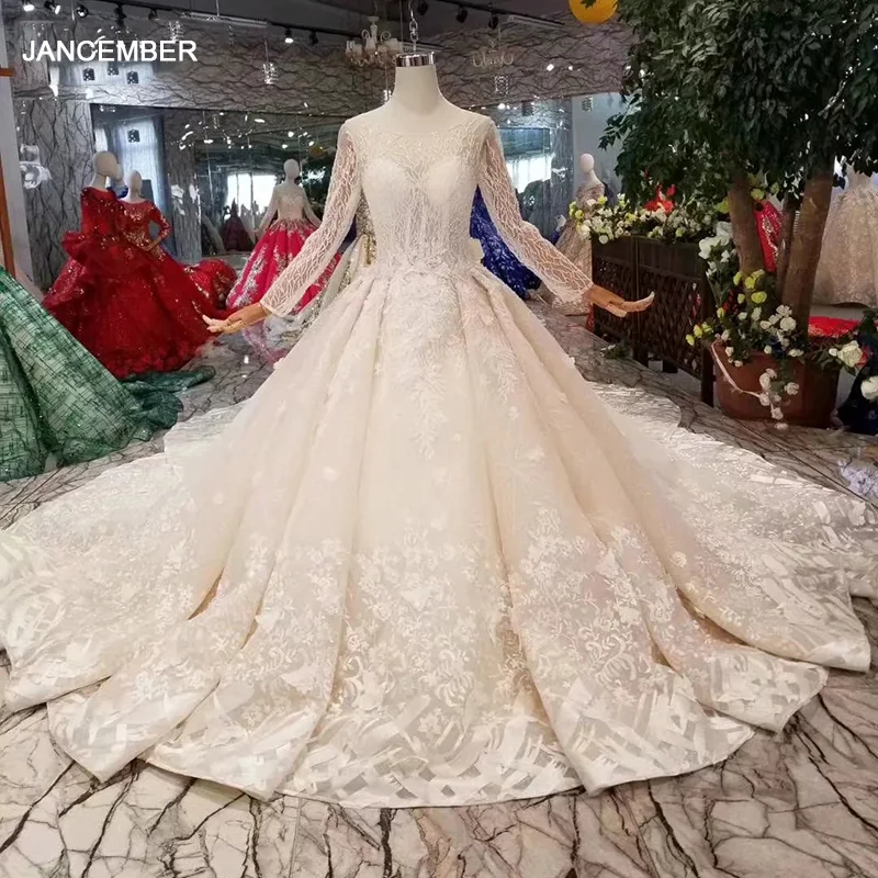 LS11288 2020 г. новый дизайн свадебные платья со съемным шлейфом круглым вырезом