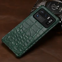 natural crocodile leather matt case for xiaomi mi 11t 11 ultra 10t poco x3 m3 pro f3 gt cover for redmi note 9 11 10 pro 10s 9t