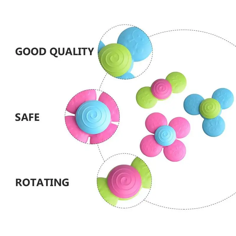 

3Pcs Creative Rotatable Spinning Toy Suction Cup Spinning Top Baby Bathing Toy