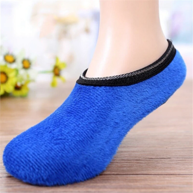 

1 Pair Unisex Non-Slip Indoor Floor Sock Slipper Winter Warm Fleece Soft Comfortable Elastic Short Socks