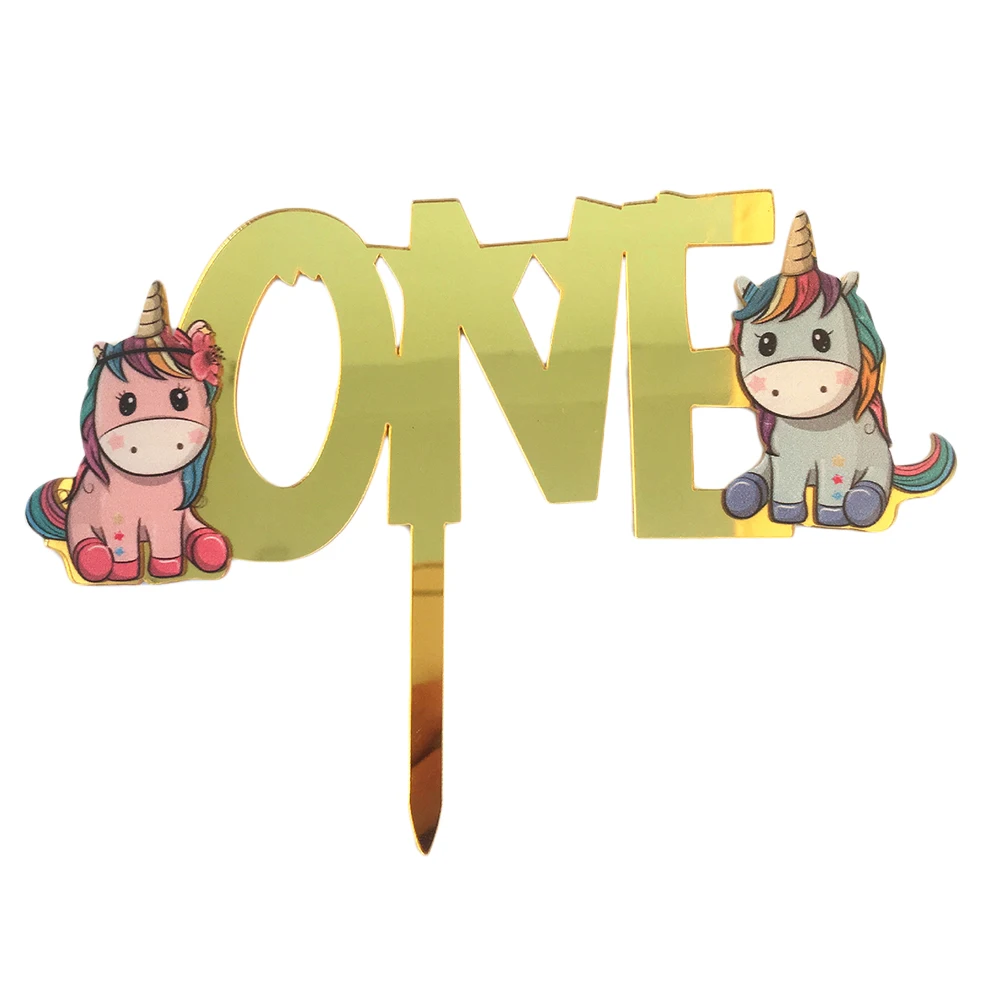 1 шт. одна буквы на торте милый Единорог акриловый Кекс Picks выбор еды фруктовый