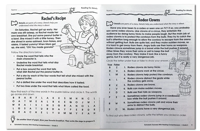 

Original English books Scholastic Success with Reading Comprehension Grade 2 Assessment Book for Kids