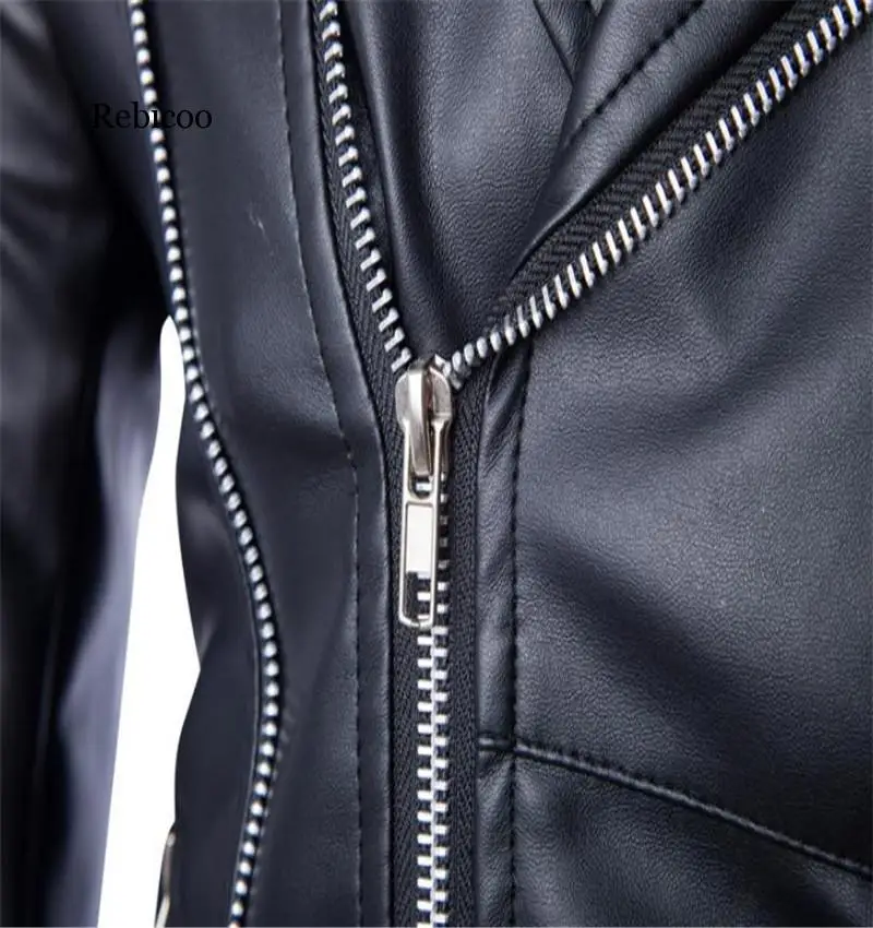 Мужская куртка из искусственной кожи с отложным воротником уличная модная