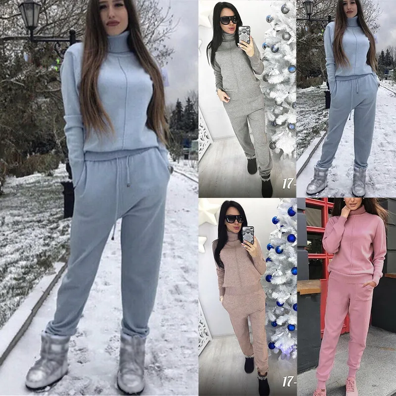 Комплект из 2 предметов Модный осенне-зимний женский трикотажный спортивный