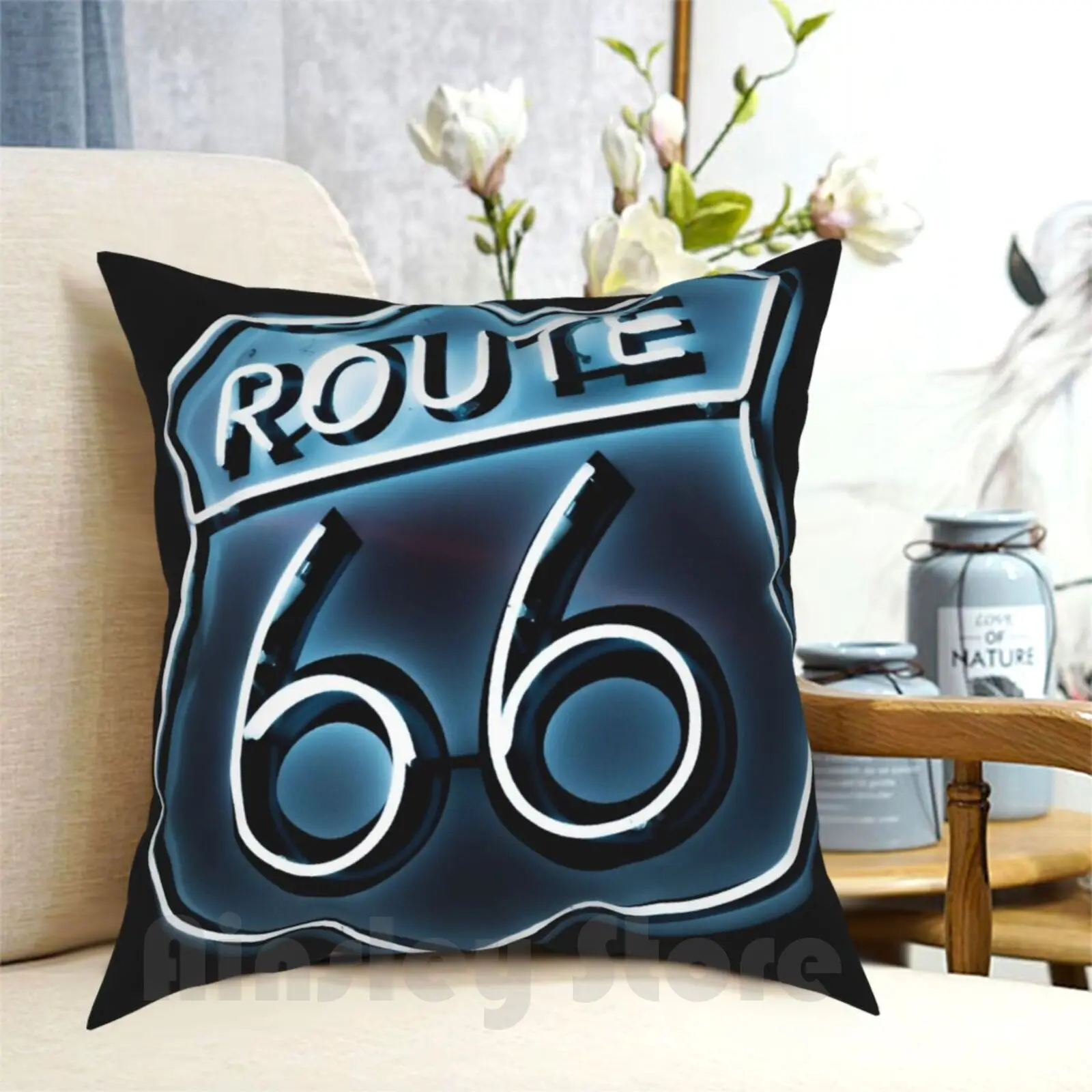 

Classic Route 66 Design Pillow Case Printed Home Soft Throw Pillow Route 66 Driving Road Trip Car Drive Truck Usa Texas