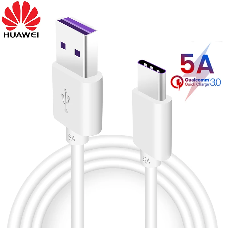 Оригинальный адаптер для быстрой зарядки Huawei 22 5 Вт кабель Usb 5A Type C P20 30 40 Pro + Mate 20 Nova