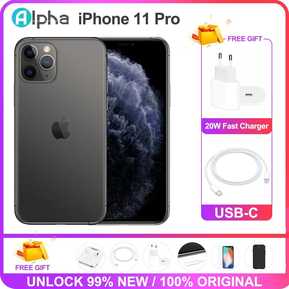 Оригинальный разблокированный сотовый телефон Apple iPhone 11 Pro 5 8 дюйма ОЗУ 4 Гб ПЗУ