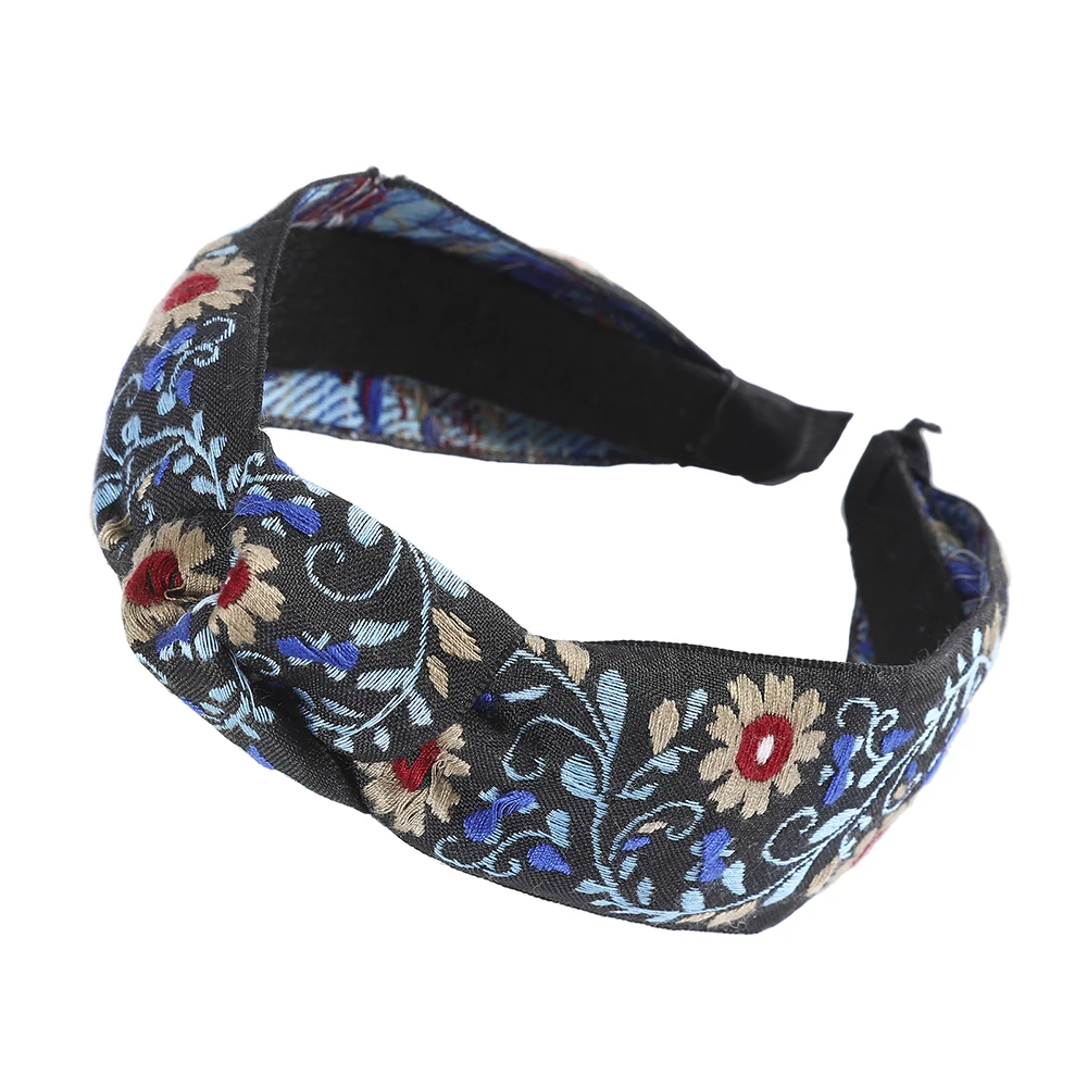 Женская повязка на голову AWAYTR Весенняя эластичная с узелком и вышивкой в виде