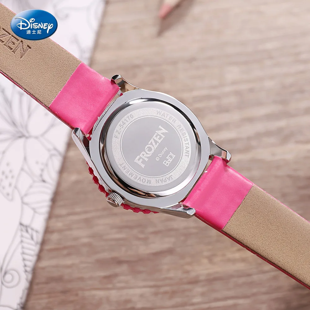 

Disney Frozen Pricess Quartz Girl Wristwatch Sophie 3Bar Waterproof Simple Fashion Round Leather Strap children watch Buckle