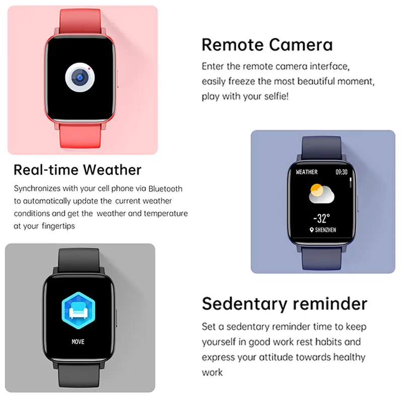 

New GW24 Women Smart Watch Men 1.69inch Screen IP68 Waterproof Watches Wristband Heart Rate Blood Pressure For Android IOS Phone