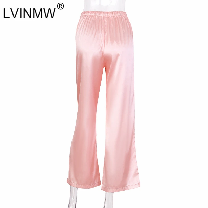 LVINMW повседневные сатиновые шелковые свободные на шнуровке широкие штаны