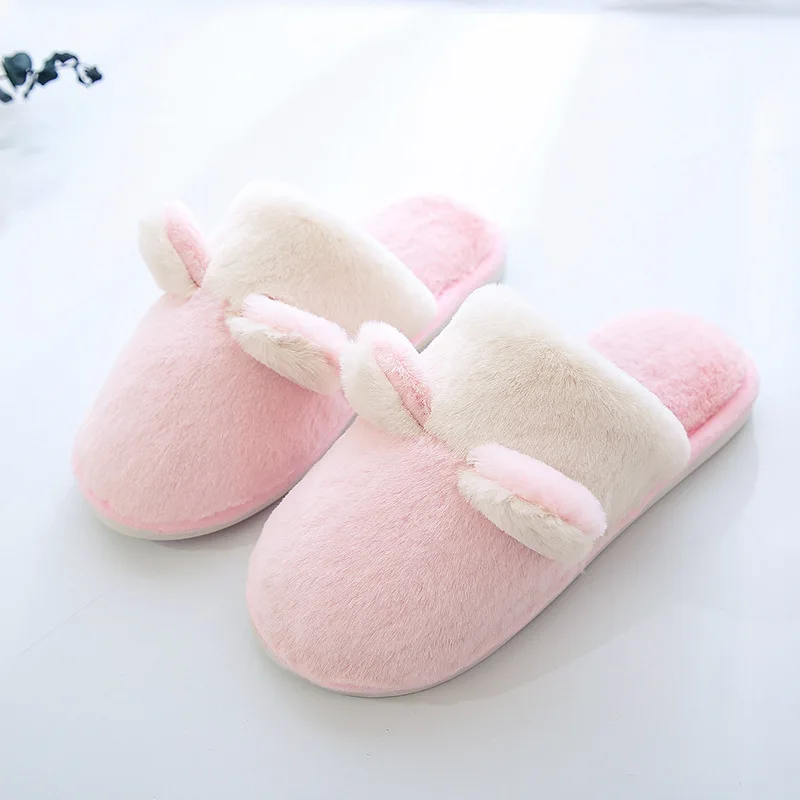 

2020 Winter Indoor Shoes Woman Home Slippers Warm Plush Floor Slipper Cartoon rabbit Anti-slip Soft Cotton Slides MTX91
