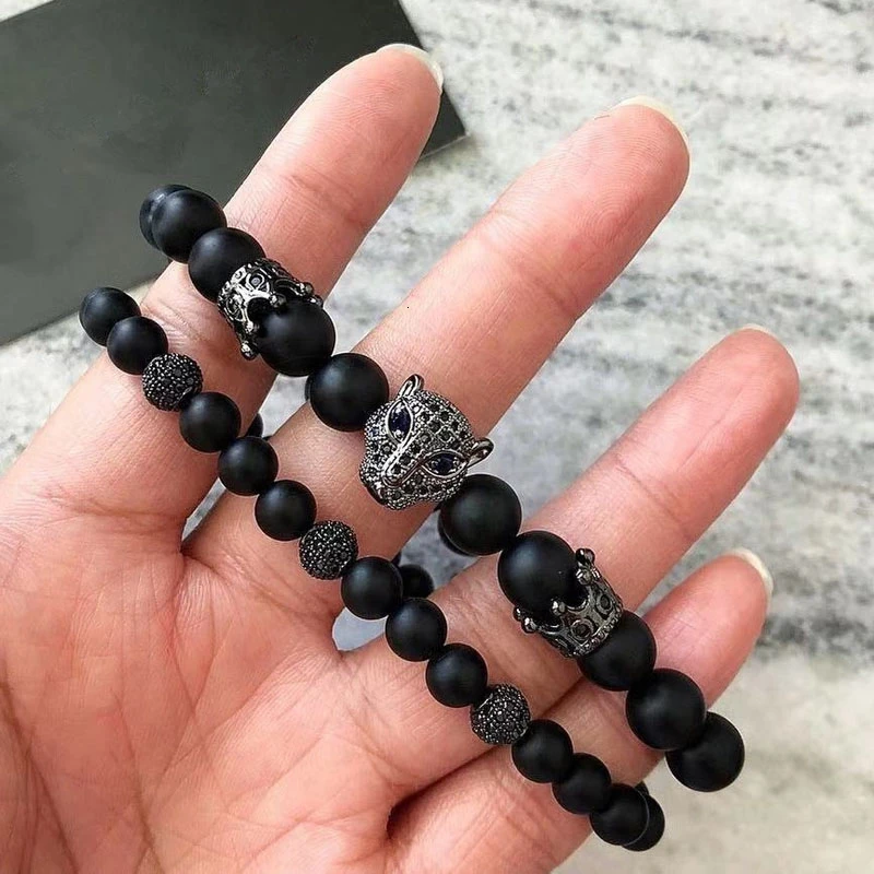 Модный комплект мужских браслетов с леопардовым принтом 2 шт./компл. браслет