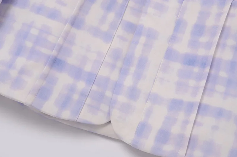 

[EAM] Women Purple Tie Dye Plaid Split Blazer New Lapel Long Sleeve Loose Fit Jacket Fashion Tide Spring Autumn 2021 1DD1095