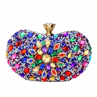 multi color crystal women evening metal clutches bag wedding party prom bridal handbag purse