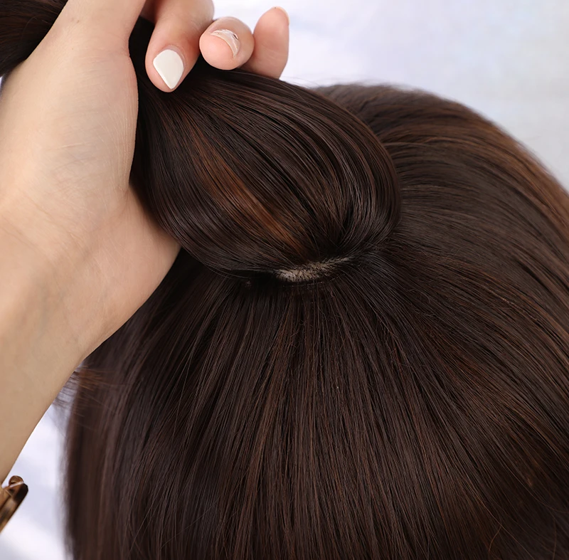 ALAN EATON смешанные коричневые волнистые боковая часть парики с челкой женские