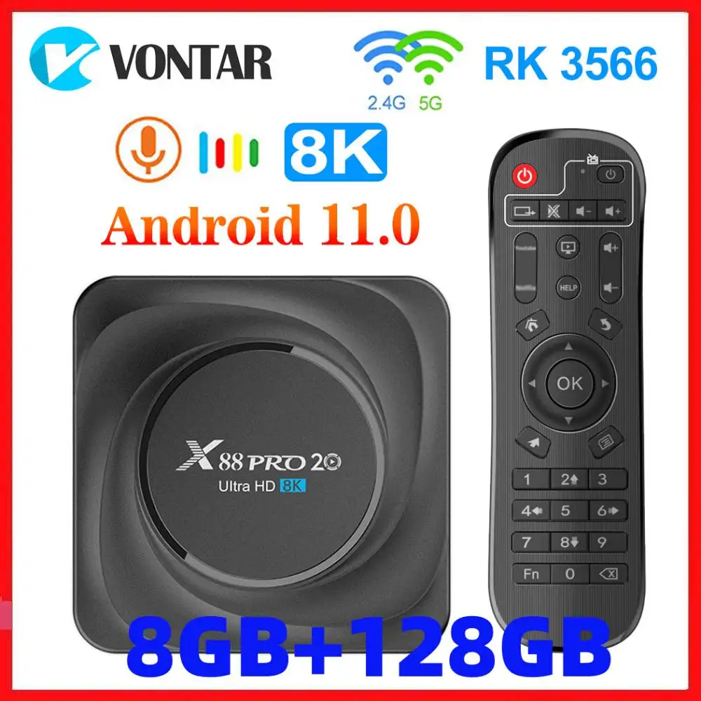 ТВ приставка Vontar X88 PRO 20 на Android 11 медиаплеер 8 ГБ ОЗУ 128 Гб ПЗУ Rockchip RK3566 8K 0 поддержка