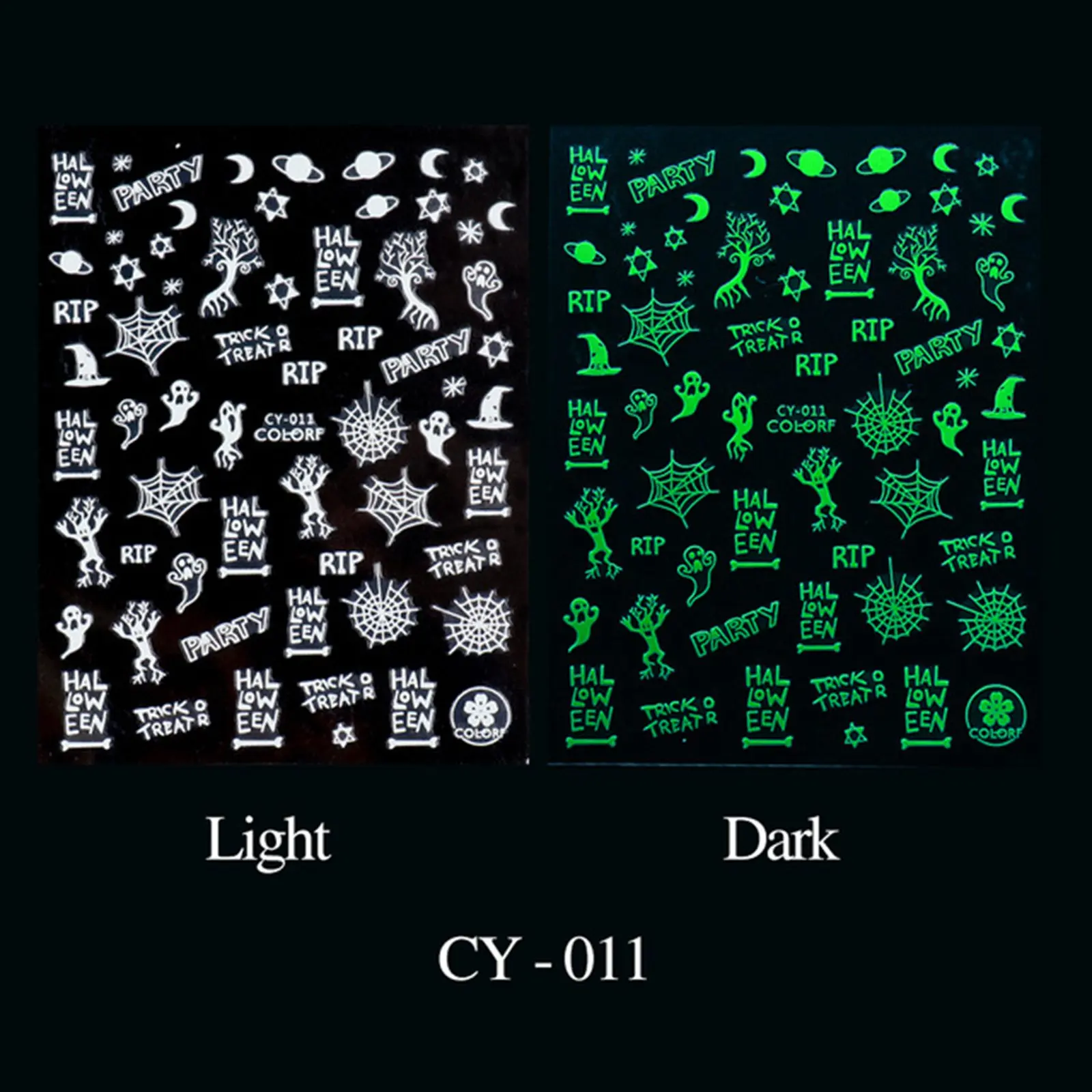 3D наклейки для ногтей Джокер Хэллоуин Светящиеся клоун череп слайдеры Тыква