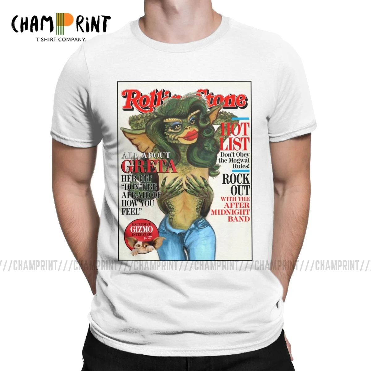 Men T-Shirt Greta Gremlin Funny Tees Short Sleeve Gremlins Gizmo Monster 80s Horror Christmas Movie T Shirt Gift Idea Clothes