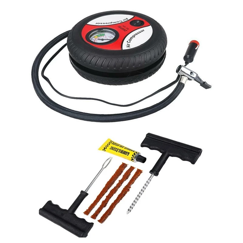 

12V Portable Air Compressor Wheel 260Psi Tyre Inflator Pump Car Auxiliary Tools Tire Inflation Pump With Tire Repair Tool