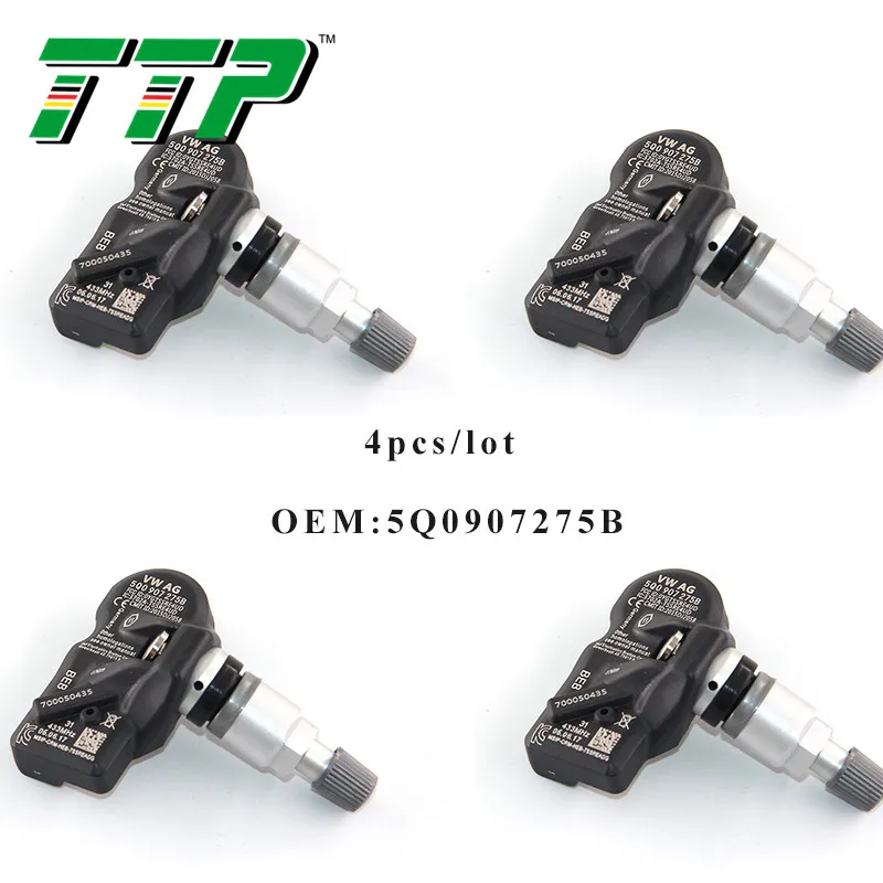 4PCS TTP 4 шт. TPMS датчик давления в автомобильных шинах Система контроля клапанов 5Q0907275B для Audi Skoda A3 A7 A6 Volkswagen 433 МГц - Цвет: 4PCS