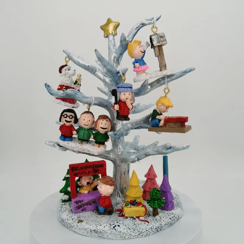 &Aacute;rbol luminoso de escritorio, disfraz de Pap&aacute; Noel Pastor, cacahuetes, &aacute;rbol de Navidad iluminado, decoraci&oacute;n de escritorio de resina-3