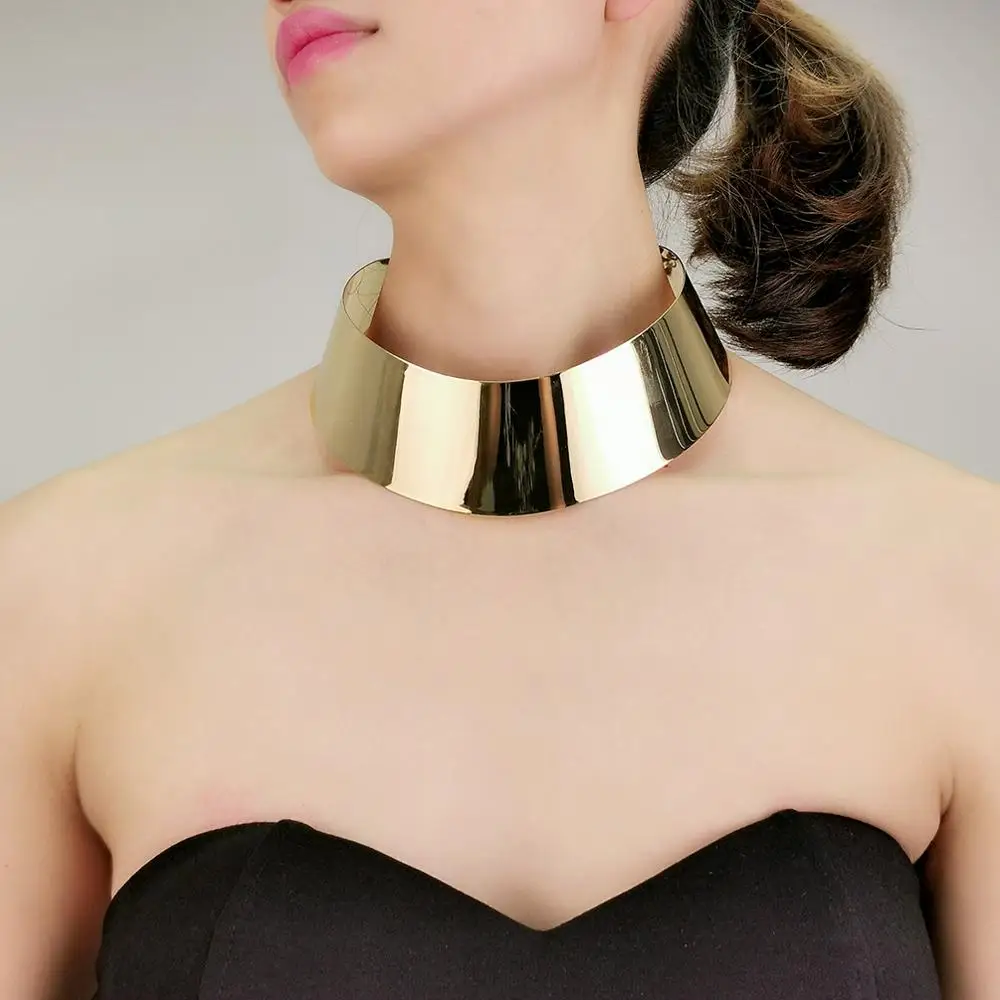 UKMOC Панк Металлический чокер ожерелье для женщин новый дизайн большой Макси