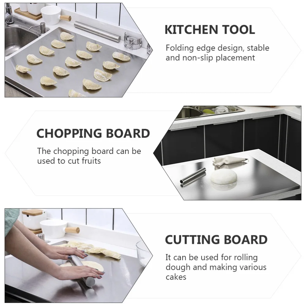 

1Pc Stainless Steel Dough Pastry Board Home Cutting Board Chopping Board