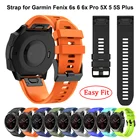 Ремешок силиконовый спортивный для Garmin Fenix 6X 6 6S Pro 5X 5 5S Plus 3 HR 20 22 мм 26 мм
