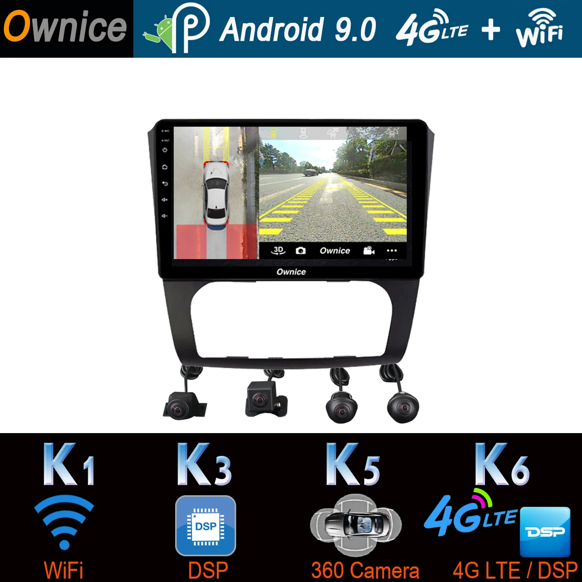 360 ° панорамный 4G + WiFi 64G Android 9 0 автомобильное мультимедийное радио GPS DSP CarPlay видео
