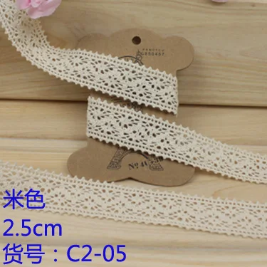 Кружевная лента 25 мм бежево-белая хлопковая ручная работа Свадебная вечеринка