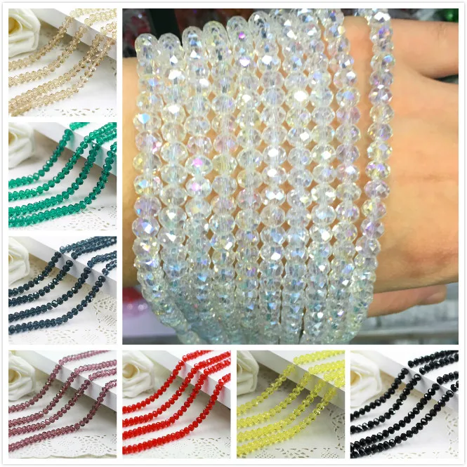 5040 AAA высокое качество кристально чистый AB Цвет свободный кристалл стекло Rondelle beads. 2 мм 3 мм 4 мм, 6 мм, 8 мм 10 мм, 12 мм