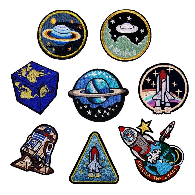 

20pcs/lot Round Embroidery Patches Letter Star Planet Backpack Clothing Decoration Accessories Diy Iron Heat Transfer Applique