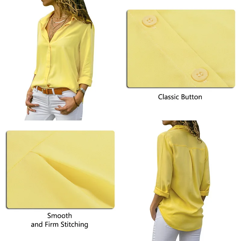 Женские топы блузки 2020 осенняя элегантная однотонная шифоновая блузка с длинным