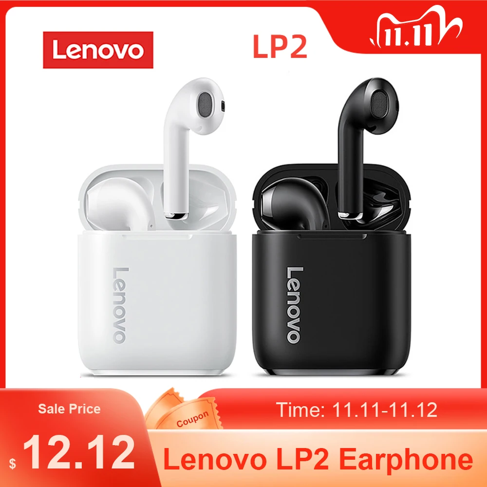 

Беспроводные спортивные наушники Lenovo LP2, Беспроводные стереонаушники с поддержкой Bluetooth 5,0 и сенсорным управлением, водонепроницаемая гарн...