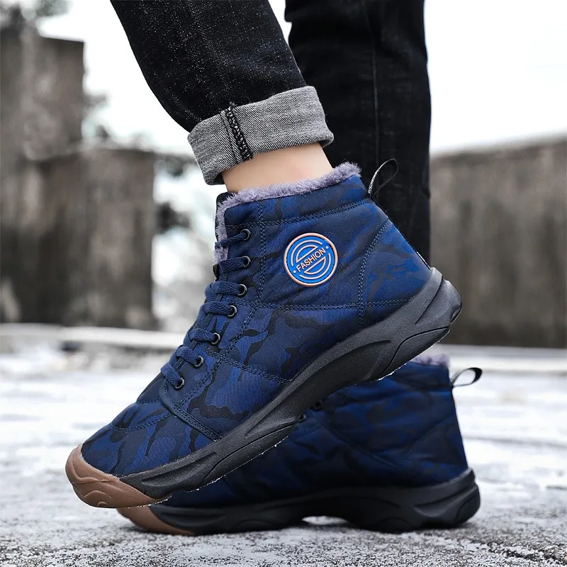 Модные мужские зимние ботинки Теплые ботильоны с плюшевой подкладкой рабочая