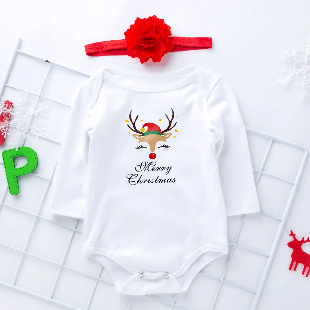 Одежда для малышей Рождественский комбинезон с длинными рукавами и рисунком