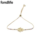 Браслет с кубическим цирконием, позолоченный, Хамса, рука от сглаза, для женщин и мужчин, 2021, новая мода, CZ 5 мм, медные бусины, ювелирные изделия, подарок