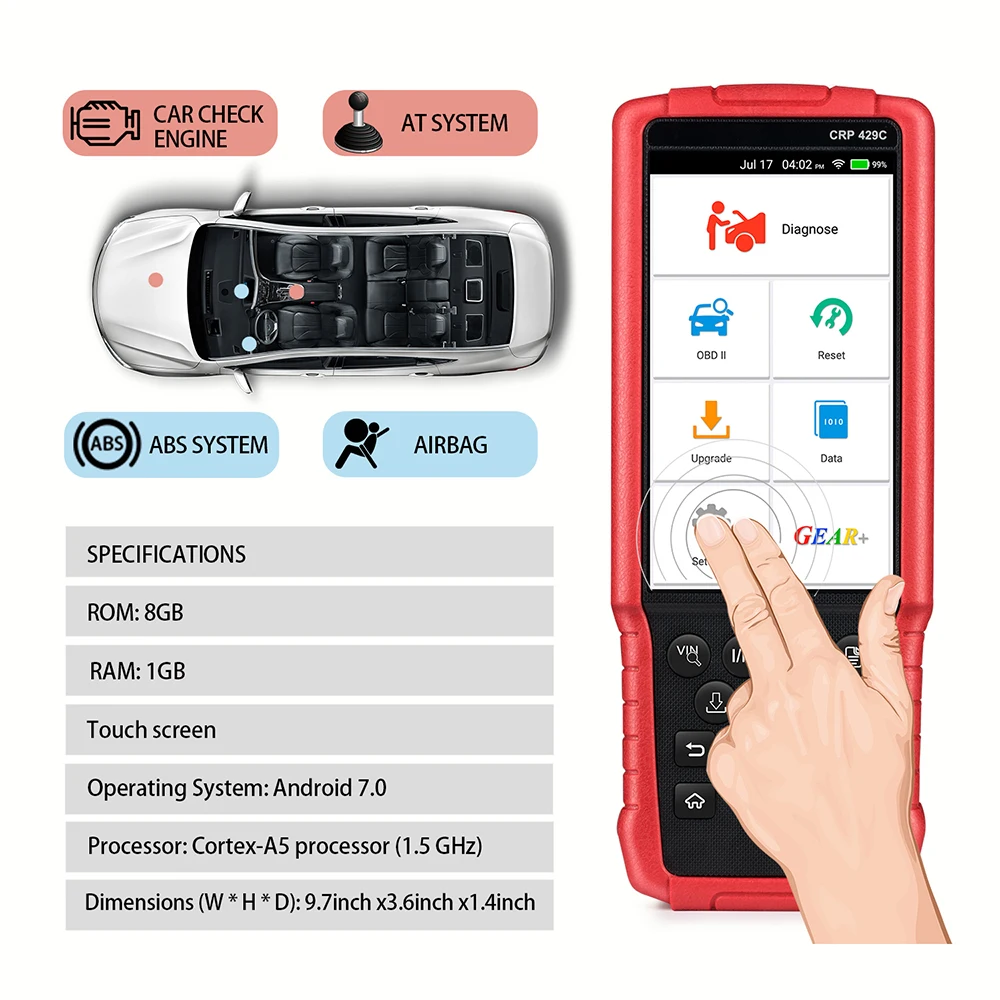 LAUNCH X431 CRP429C OBD2 считыватель кодов для двигателя/ABS/подушки безопасности/AT+ 11 сервис CRP 429C Авто диагностический инструмент Многоязычный pk CRP129